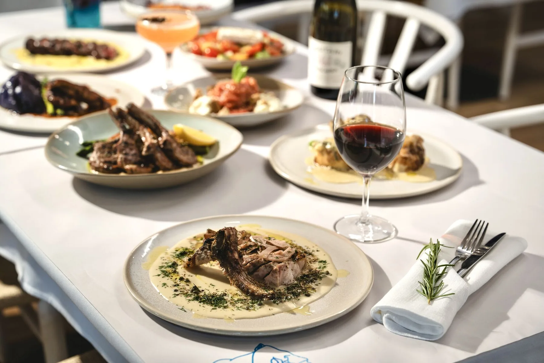 A table set for a group celebration at Opa Echuca